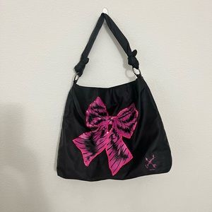 Vera Wang Lovestruck Black Large Tote with Pink Bow Sequin Outline